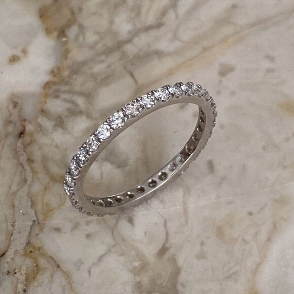 14K White Gold Diamond Eternity Band - Picture 1 of 6